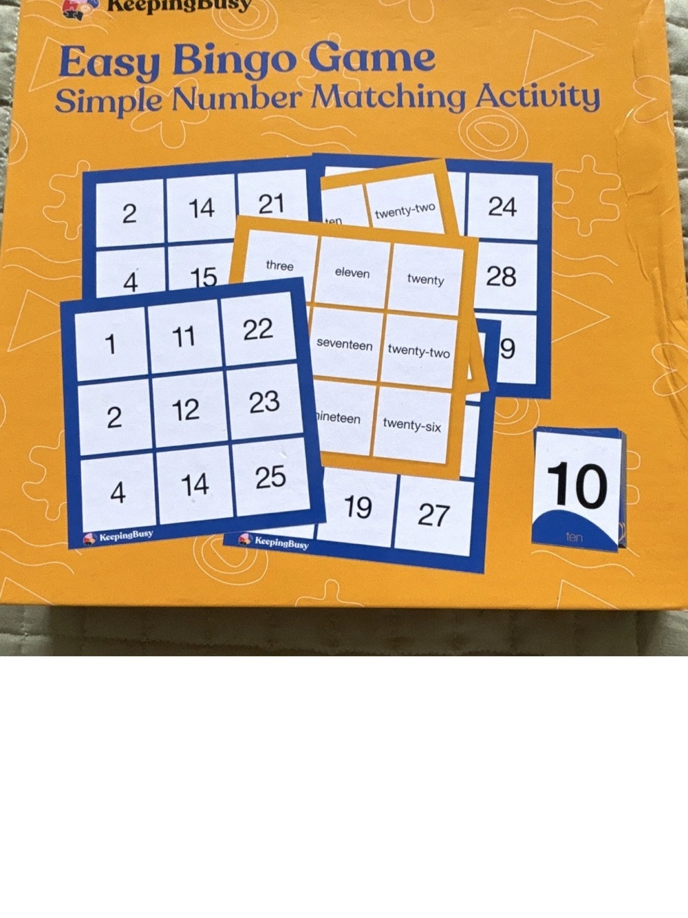 Easy Bingo Game - Number Matching Activity (Orange & Blue)